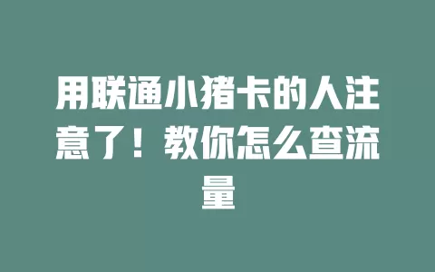 用联通小猪卡的人注意了！教你怎么查流量