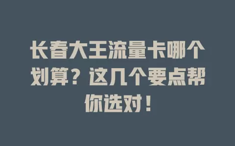 长春大王流量卡哪个划算？这几个要点帮你选对！