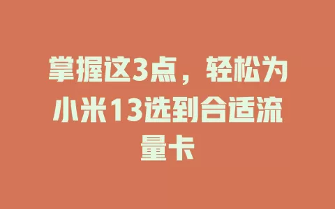 掌握这3点，轻松为小米13选到合适流量卡
