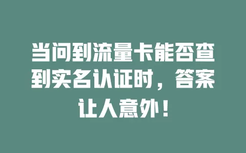 当问到流量卡能否查到实名认证时，答案让人意外！