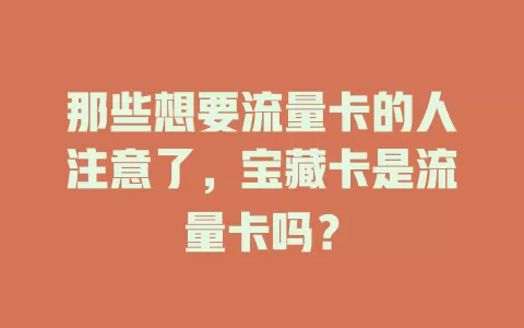 那些想要流量卡的人注意了，宝藏卡是流量卡吗？