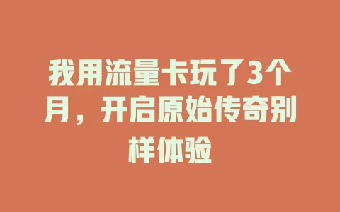 我用流量卡玩了3个月，开启原始传奇别样体验