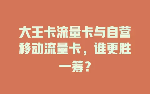 大王卡流量卡与自营移动流量卡，谁更胜一筹？