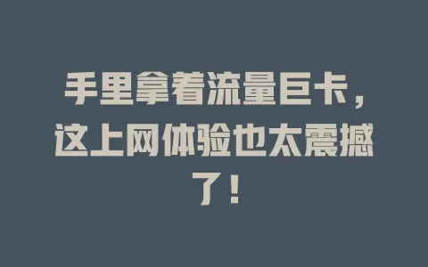 手里拿着流量巨卡，这上网体验也太震撼了！