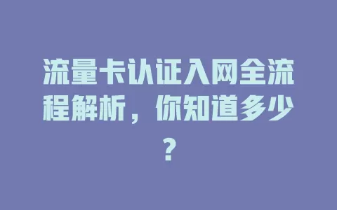 流量卡认证入网全流程解析，你知道多少？
