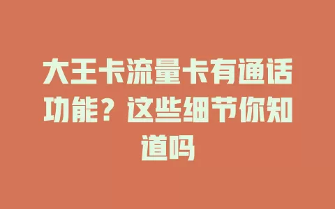 大王卡流量卡有通话功能？这些细节你知道吗
