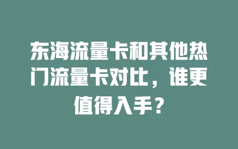 东海流量卡和其他热门流量卡对比，谁更值得入手？