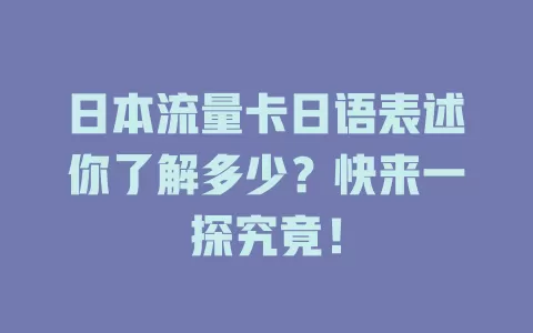 日本流量卡日语表述你了解多少？快来一探究竟！