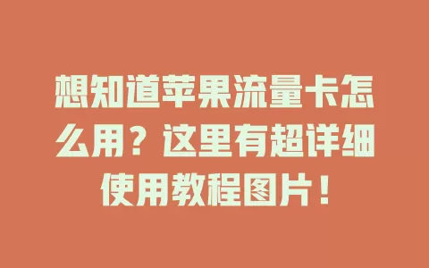 想知道苹果流量卡怎么用？这里有超详细使用教程图片！