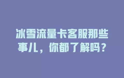 冰雪流量卡客服那些事儿，你都了解吗？