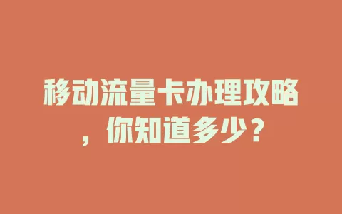 移动流量卡办理攻略，你知道多少？