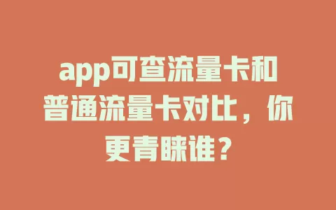 app可查流量卡和普通流量卡对比，你更青睐谁？