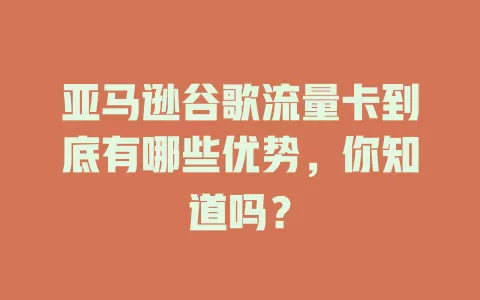 亚马逊谷歌流量卡到底有哪些优势，你知道吗？