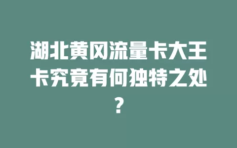 湖北黄冈流量卡大王卡究竟有何独特之处？