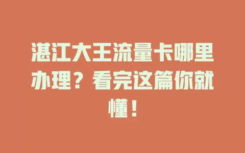 湛江大王流量卡哪里办理？看完这篇你就懂！