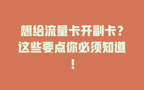 想给流量卡开副卡？这些要点你必须知道！