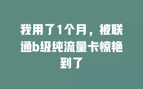 我用了1个月，被联通b级纯流量卡惊艳到了