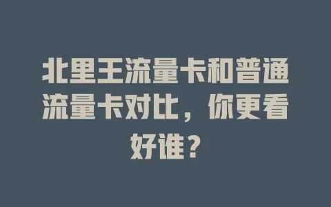 北里王流量卡和普通流量卡对比，你更看好谁？