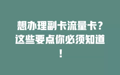 想办理副卡流量卡？这些要点你必须知道！