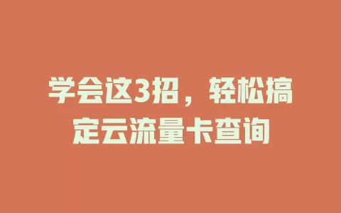 学会这3招，轻松搞定云流量卡查询