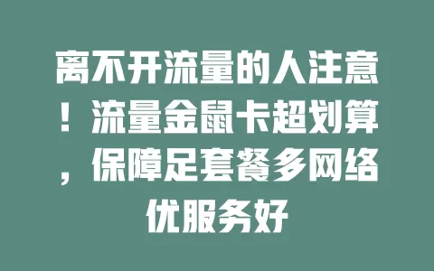 离不开流量的人注意！流量金鼠卡超划算，保障足套餐多网络优服务好