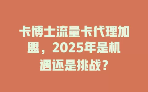 卡博士流量卡代理加盟，2025年是机遇还是挑战？