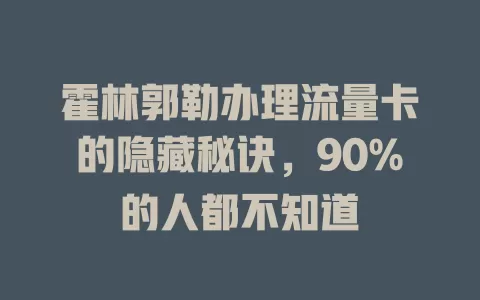 霍林郭勒办理流量卡的隐藏秘诀，90%的人都不知道