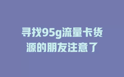 寻找95g流量卡货源的朋友注意了
