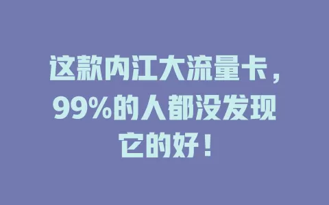 这款内江大流量卡，99%的人都没发现它的好！