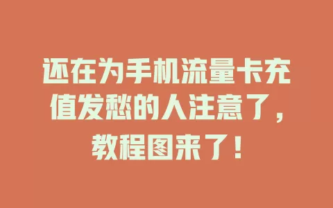 还在为手机流量卡充值发愁的人注意了，教程图来了！