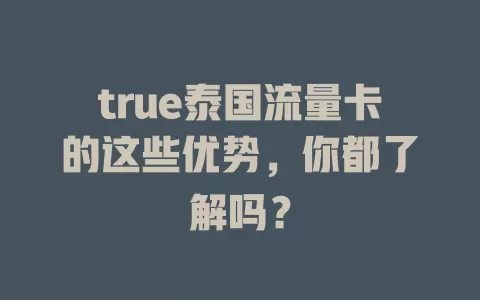 true泰国流量卡的这些优势，你都了解吗？