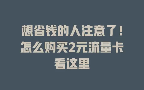 想省钱的人注意了！怎么购买2元流量卡看这里