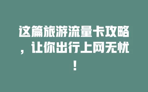 这篇旅游流量卡攻略，让你出行上网无忧！