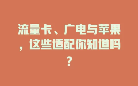 流量卡、广电与苹果，这些适配你知道吗？