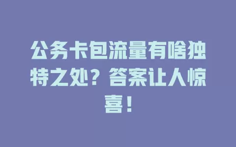 公务卡包流量有啥独特之处？答案让人惊喜！