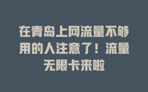 在青岛上网流量不够用的人注意了！流量无限卡来啦