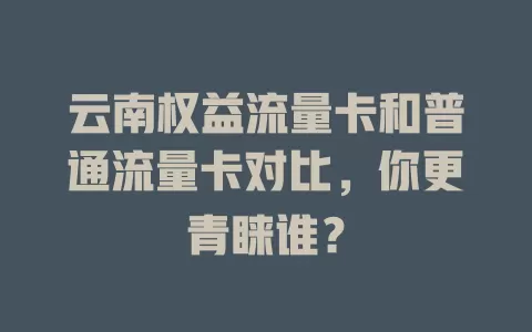 云南权益流量卡和普通流量卡对比，你更青睐谁？