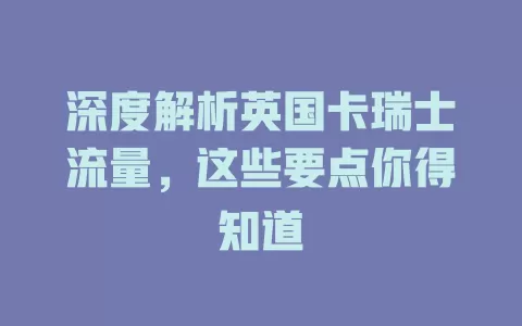 深度解析英国卡瑞士流量，这些要点你得知道