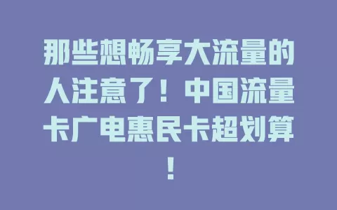 那些想畅享大流量的人注意了！中国流量卡广电惠民卡超划算！