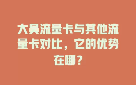 大吴流量卡与其他流量卡对比，它的优势在哪？
