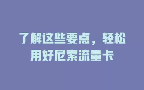 了解这些要点，轻松用好尼索流量卡