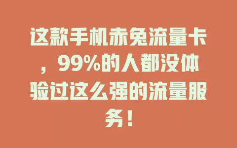 这款手机赤兔流量卡，99%的人都没体验过这么强的流量服务！