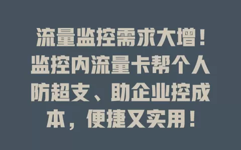 流量监控需求大增！监控内流量卡帮个人防超支、助企业控成本，便捷又实用！