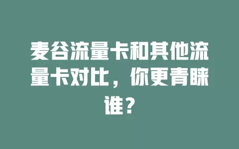 麦谷流量卡和其他流量卡对比，你更青睐谁？