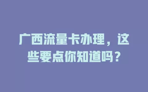 广西流量卡办理，这些要点你知道吗？