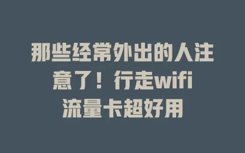 那些经常外出的人注意了！行走wifi流量卡超好用