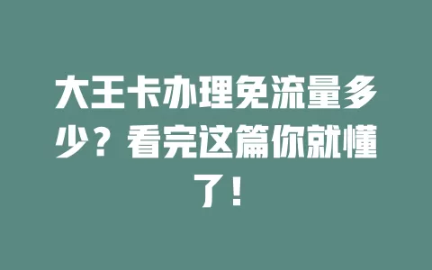 大王卡办理免流量多少？看完这篇你就懂了！