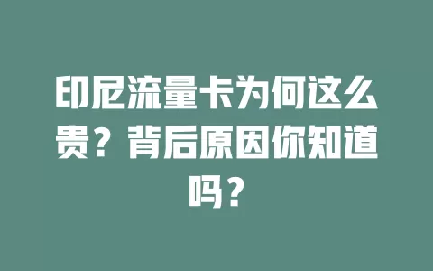 印尼流量卡为何这么贵？背后原因你知道吗？