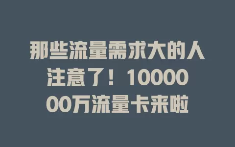 那些流量需求大的人注意了！1000000万流量卡来啦