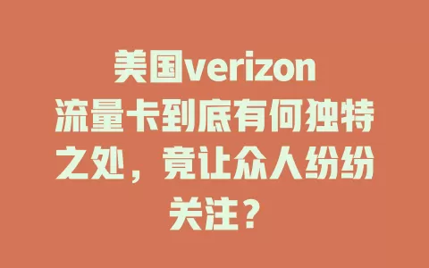 美国verizon流量卡到底有何独特之处，竟让众人纷纷关注？